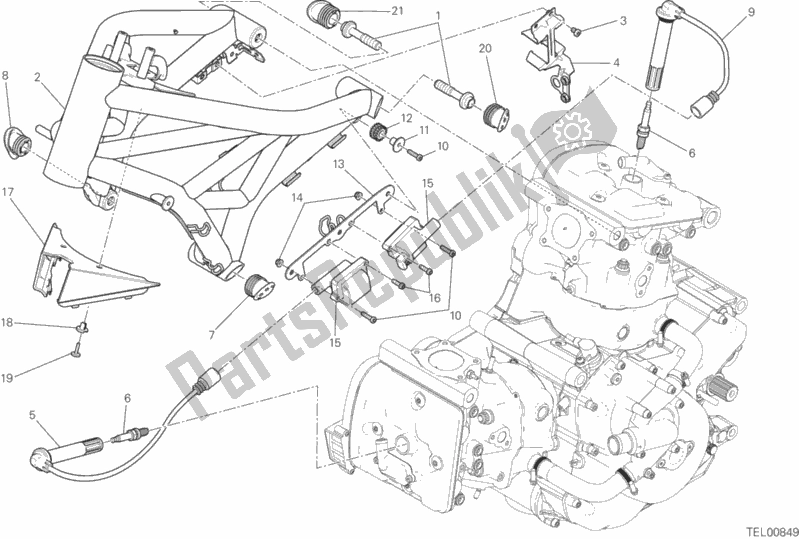 All parts for the Frame of the Ducati Monster 821 Brasil 2015